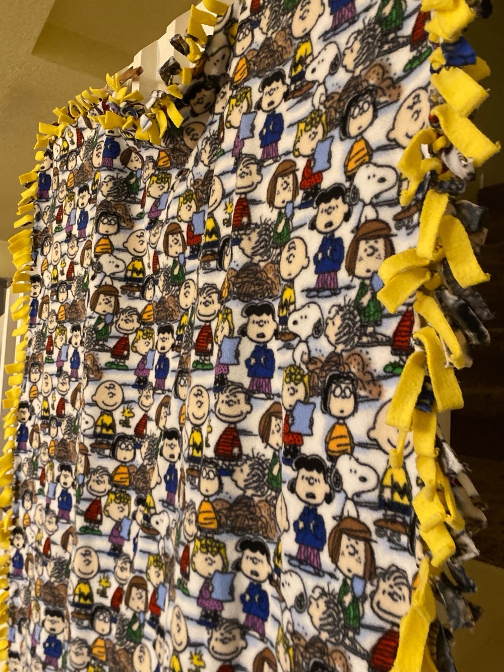 Peanuts Character Fleece Throw Blanket with Yellow Fringe